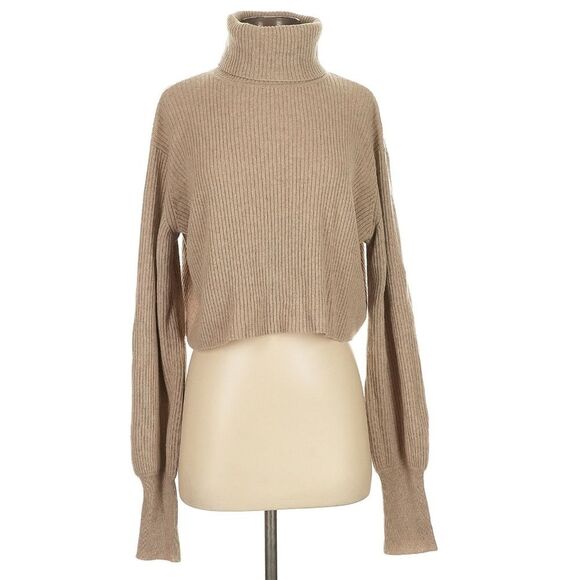 Reformation Luisa Cropped Ribbed Fisherman Cashmere Wool Turtleneck Sweater Sm - Picture 2 of 10